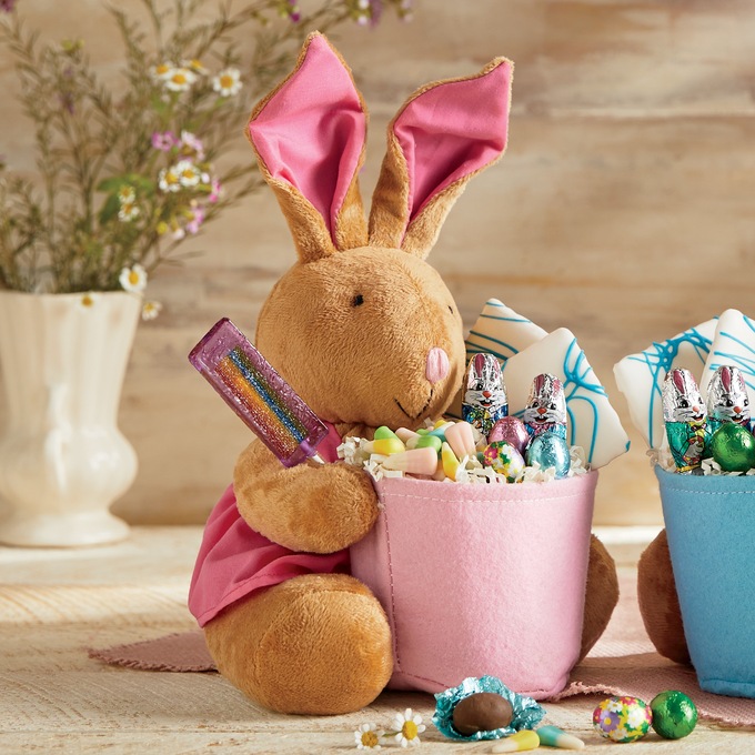 Pink Bunny Basket, , large