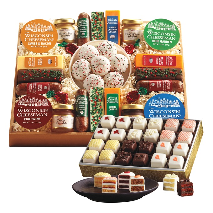 21 Favorites Food Gift & 24 Incredible Petits Fours, Christmas Food Gift Bundle by The Wisconsin Cheeseman, , large