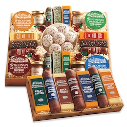 21 Favorites Food Gift Plus Cheese &amp; Summer Sausage Combo by The Wisconsin Cheeseman, , large