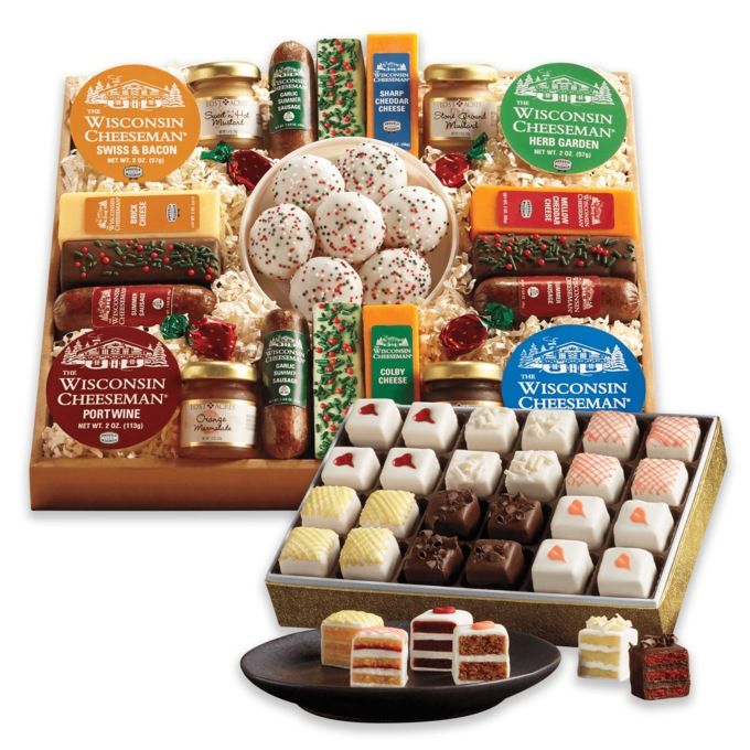 21 Favorites Food Gift & 24 Incredible Petits Fours, Christmas Food Gift Bundle by The Wisconsin Cheeseman, , large