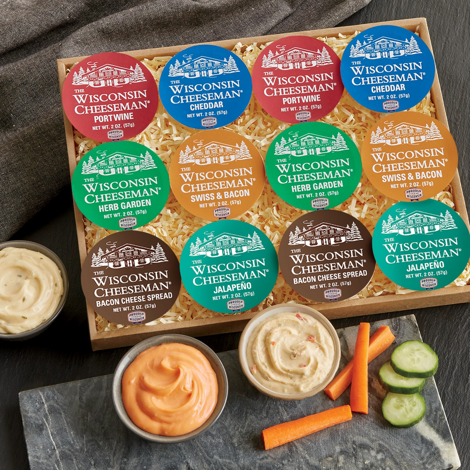 Tasty Dozen Cheese Spread Gift Sampler Wisconsin Cheeseman