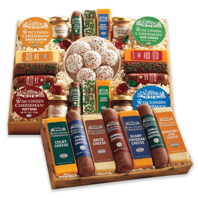 21 Favorites Food Gift Plus Cheese & Summer Sausage Combo by The Wisconsin Cheeseman, , large