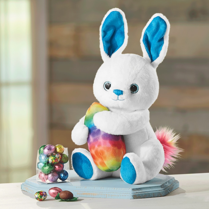 Plush Bunny with Chocolate Eggs, , large