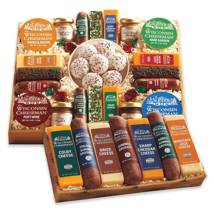 21 Favorites Food Gift Plus Cheese & Summer Sausage Combo by The Wisconsin Cheeseman, , large