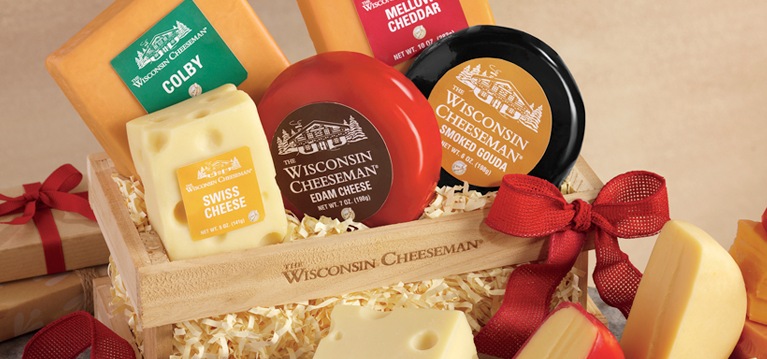 Shop Cheese Cheese Crate with Colby, Mellow Cheddar, Swiss, Edam, and Smoked Gouda cheeses